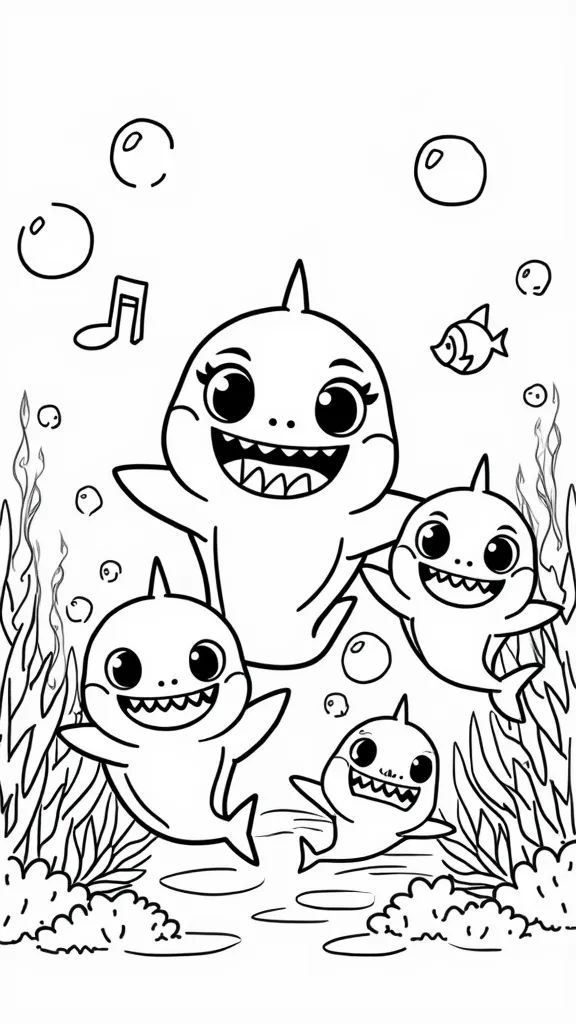 baby shark family coloring pages